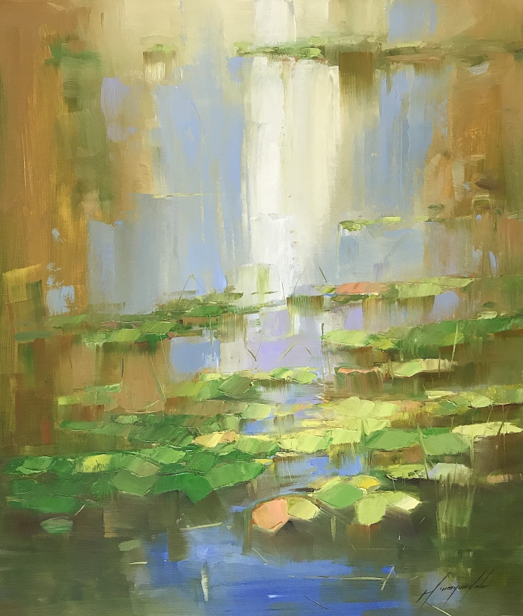 Water Lilies, oil Painting, Handmade art, One of a Kind